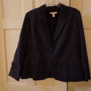 Pretty Chico's Blue &Black Patterned Blazer Jacket